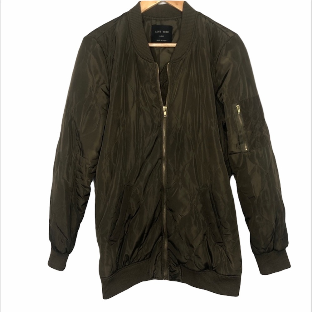 Love Tree Nylon Bomber Jacket Coat